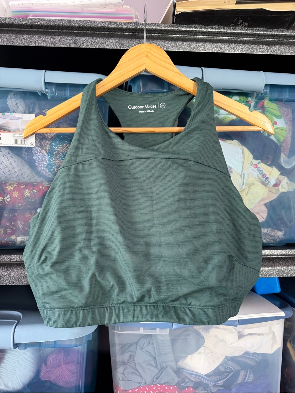 Outdoor Voices TechSweat Forest Green High-Neck Sports Bra Crop
